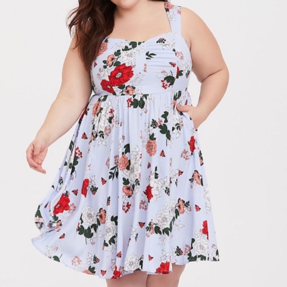 Torrid Periwinkle Floral Sundress Size 1 (16/18)
